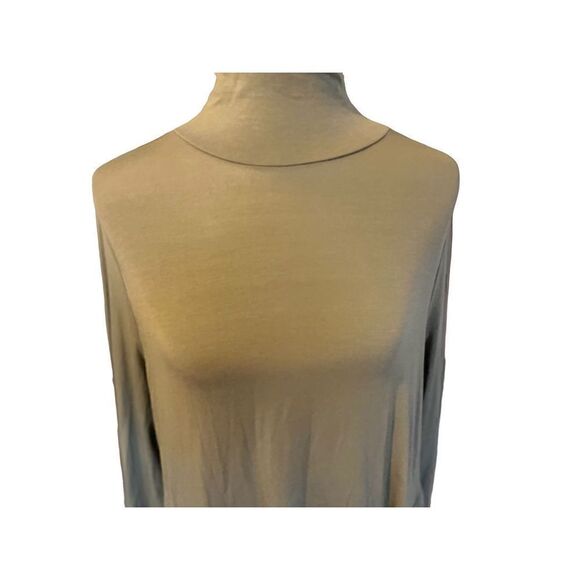G by Giuliana Women's Turtleneck Fit Flare Tee Long Sleeve Flowy Top Brown Large - Picture 3 of 9